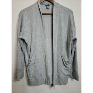 Eddie Bauer Cardigan Womens Size Med  Open Front Gray thumb hole